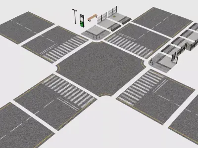 Crossroads 01 Low-poly 3D model
