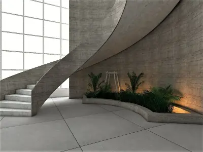 stairs staircase in modern building 3D model