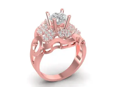 Cluster Diamond Engagement Ring  2011 3D print model
