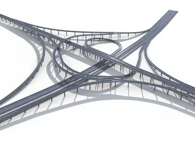 Highway Road Viaduct Flyover-07 3D model