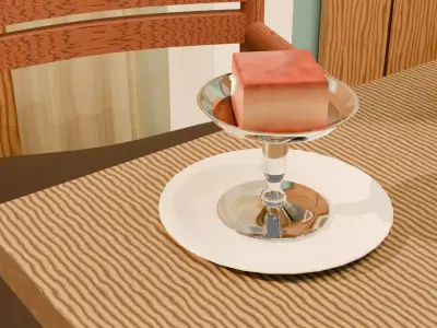 Modern Cube Pudding and Designer Dessert Stand 3D Model Set Free low-poly 3D model