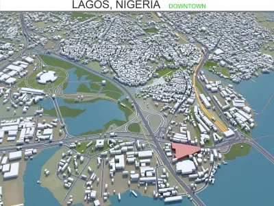 Lagos Downtown Nigeria Low-poly 3D model