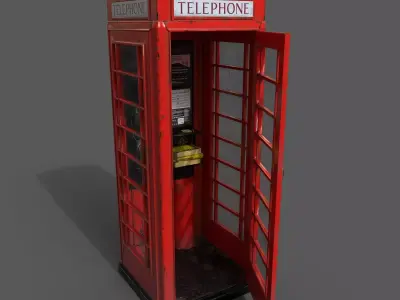 British K6 Telephone Box Low-poly 3D model