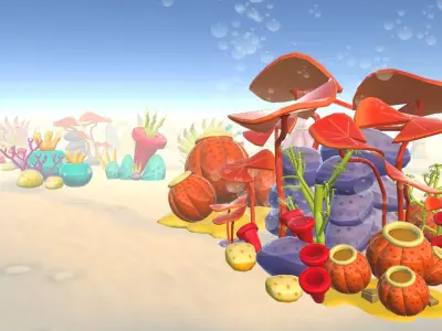 Cartoon Seaweed Pack Low-poly 3D model