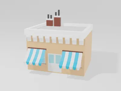 Bake Shop Low Poly 3D Model Low-poly 3D model