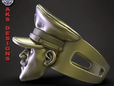 Ring biker mens jewelry Army captain v152 3D print model