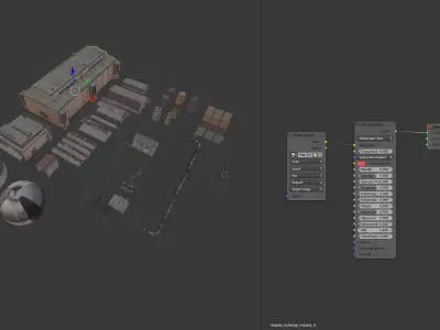 lowpoly buildings industry Low-poly 3D model