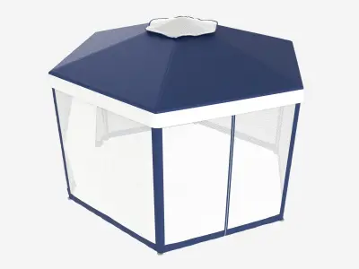 Hexagonal Garden Gazebo with Side Panels 02 3D model