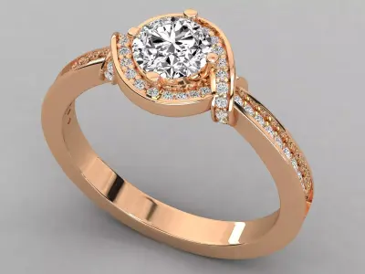 Women Light Weight Solitare Diamond Wedding Ring   32 3D print model