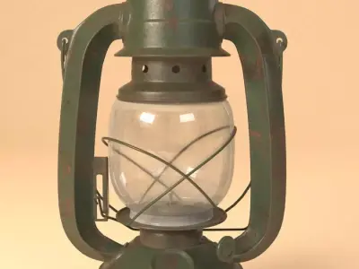 Old rusty kerosene lantern 3D model