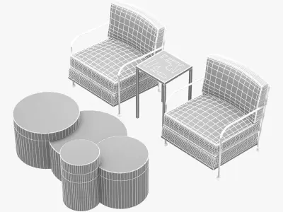 custom made club chair  side table  and Cerchi Coffee Table  3D model