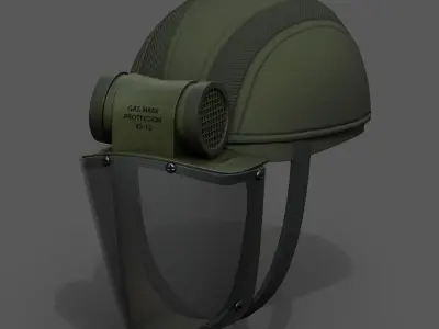 Gas mask helmet 3d model military combat fantasy  Low-poly 3D model 8