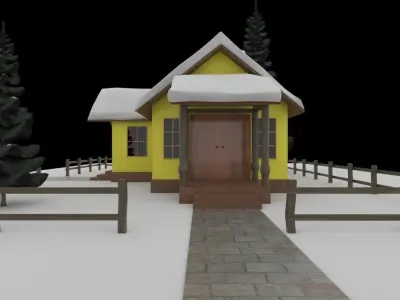 Cartoon house 3D model 16