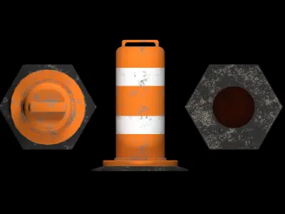 Traffic cone Low-poly 3D model 10