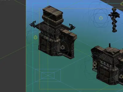 Game Model - lragon-shaped column Entrance 3D model