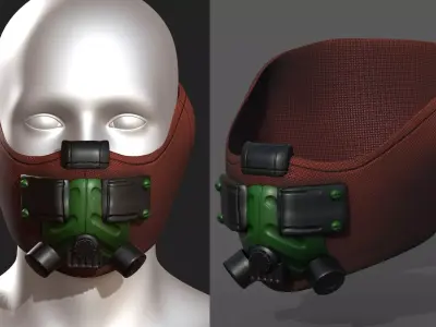 Gas mask respirator scifi futuristic  Low-poly 3D model