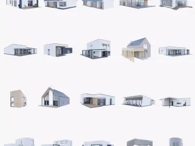 House Pack of 20 - created with Revit Family  Low-poly 3D model