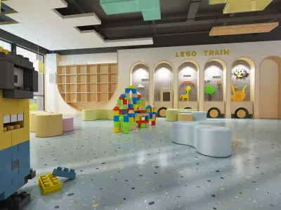  kindergarten Low-poly 3D model