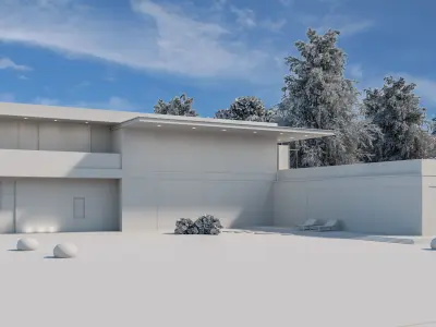 Glass House Exterior Scene 3D model