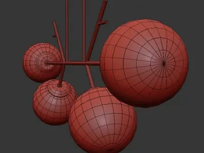 SIEVI chandelier with four balls hanging from it 3D model