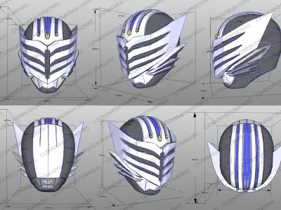 Kamen rider Tiger Helmet paper papekura Low-poly 3D model
