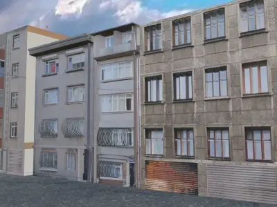 Lovpoly Apartments and house Low-poly 3D model