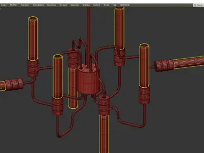 INDUSTRIAL ANGLED TANGLE CHANDELIER Low-poly 3D model