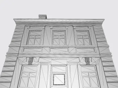 Cute Old House Facade Low-poly 3D model
