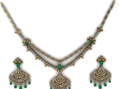 Luxury Double Line Diamond Necklace 3D print model