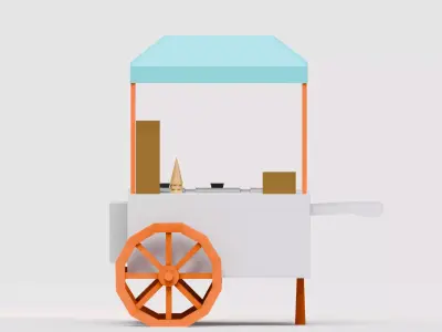 Amusement Park - Food Cart 3 Low-poly 3D model