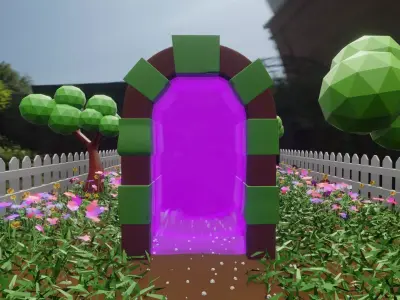 low-poly portel door Free low-poly 3D model