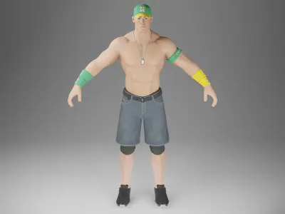 John Cena - No Shirt Low-poly 3D model