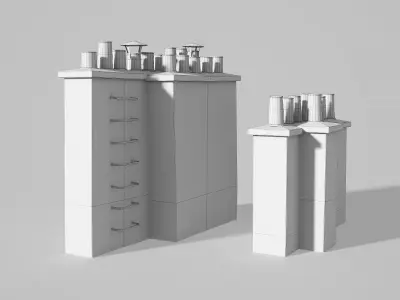 Chimneys and vents  Low-poly 3D model