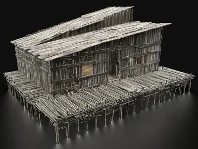 AAA SWAMP WETLAND FANTASY MEDIEVAL WOODEN HOUSE HUT NEXT GEN Low-poly 3D model