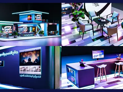 Modern Arabic Exhibition Booth with Interactive Displays 3D model