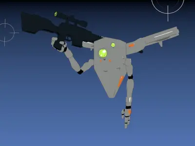 Sniper Grey Drone Robot  Low-poly 3D model