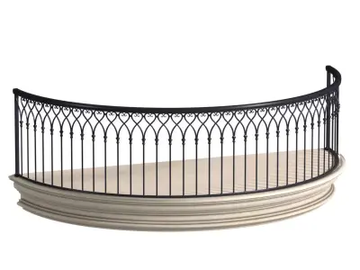 East Round balcony Forged Fence 3D model