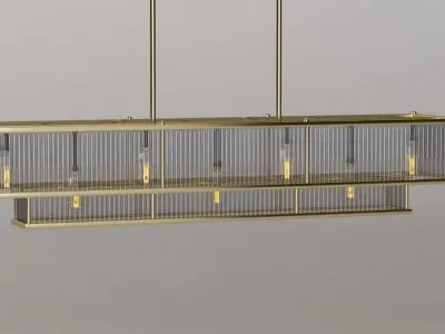 Marais Linear Chandelier 48in with Bulb 3D model