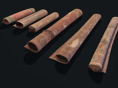 Folded Carpets Low-poly 3D model
