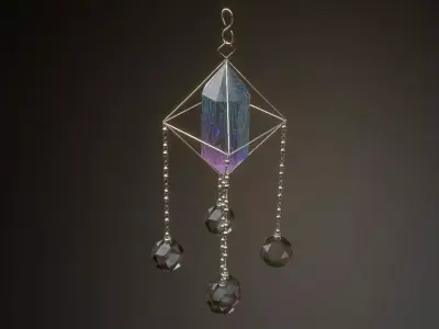 Crystal Suncatcher Wind Chime - Hanging Prism Decor 3D model