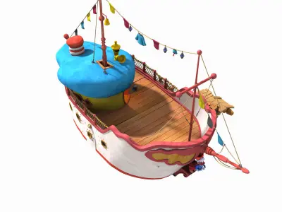 Cartoon Ship House 3D model