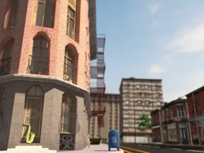 corner building  Free low-poly 3D model