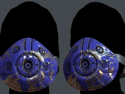 Gas mask helmet 3d model scifi Low-poly Low-poly 3D model buy