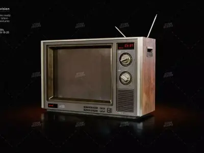 Vintage CRT Television Prop Low Poly PBR UE Textures Low-poly 3D model