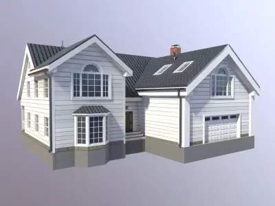 Modern Suburban House 4 Low-poly 3D model