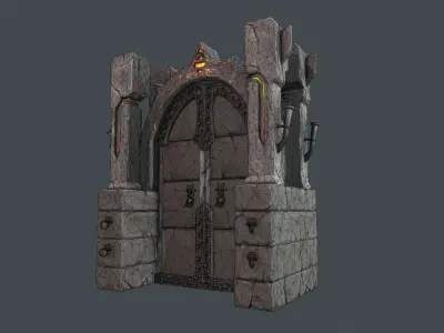 Boss Door stylized videogame asset Low-poly 3D model