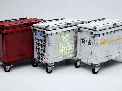 Wheelie Bin Dumpster Low-poly 3D model