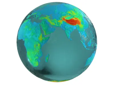 Earth Water 3D Globe Heightmap Shade  Low-poly 3D model