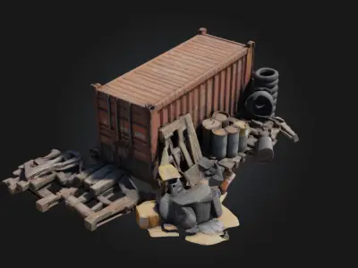 Container and Clutter  Realistic Storage and Debris Set 3D model