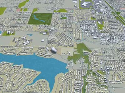 Topeka Kansas USA 30km Low-poly 3D model